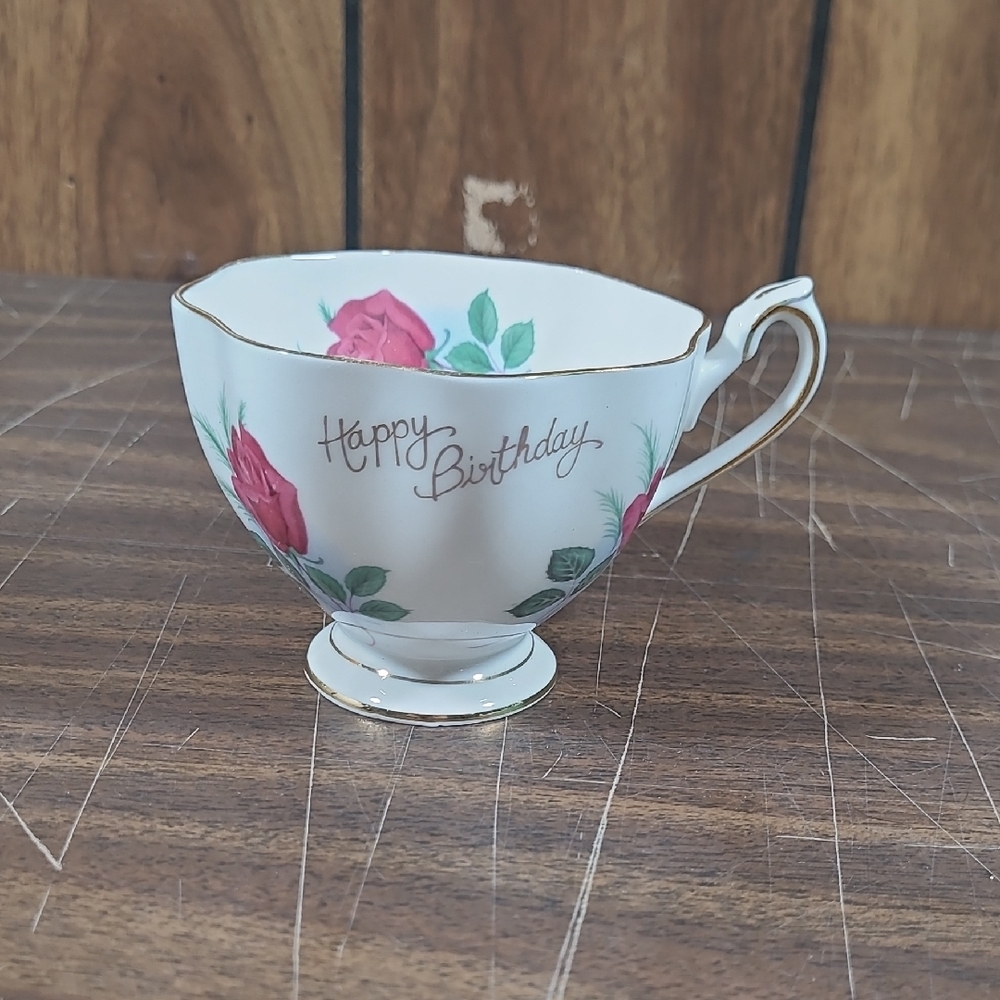 Queen Anne Floral Happy Birthday TEA CUP ONLY Bone China #187